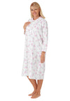 Marlon Floral Frill Collar Long Sleeve Nightdress, White and Pink