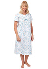 Marlon Floral Short Sleeve Nightdress, White and Blue