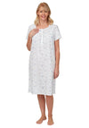 Marlon Floral Cotton Short Sleeve Nightdress, White Multi