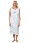 Marlon Floral Sleeveless Nightdress, White and Blue