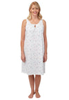 Marlon Floral Cotton Sleeveless Nightdress, White Multi