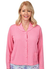 Marlon Waffle Texture Button Up Bed Jacket, Pink