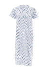 Marlon Floral Short Sleeve Jersey Nightdress, White & Blue