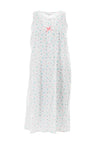 Marlon Floral Sleeveless Nightdress, White & Pink
