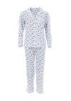 Marlon Floral Jersey Pyjama Set, White & Blue
