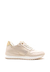 Marco Tozzi Lace Up Faux Leather Mesh Trainers, Nude