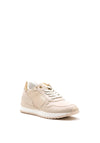 Marco Tozzi Lace Up Faux Leather Mesh Trainers, Nude