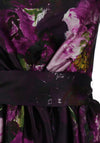 Matilde Cano Floral Print Dip Hem Full Length Dress, Purple Multi
