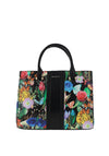 Zen Collection Floral Print Small Satchel, Black Multi