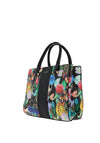 Zen Collection Floral Print Small Satchel, Black Multi
