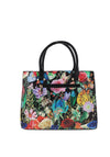 Zen Collection Floral Print Small Satchel, Black Multi