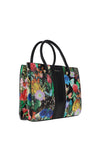 Zen Collection Floral Print Small Satchel, Black Multi