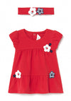 Mayoral Baby Girls 2 Piece Dress and Headband Set, Red