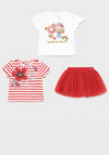 Mayoral Baby Girls 3 Piece Tops and Skirt Set, Red