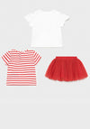 Mayoral Baby Girls 3 Piece Tops and Skirt Set, Red