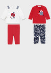 Mayoral Baby Girls 4 Piece Top and Leggings Set, Red Mix