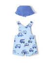 Mayoral Baby Boy Short Dungaree and Hat Set, Blue