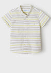 Mayoral Baby Boy Stripe Shirt, White and Lime