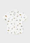 Mayoral Baby Boy Dino Print Short Sleeve Shirt, White