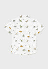 Mayoral Baby Boy Dino Print Short Sleeve Shirt, White
