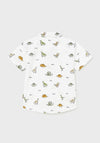Mayoral Baby Boy Dino Print Short Sleeve Shirt, White