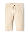 Mayoral Baby Boy Linen Stripe Trouser, Cream