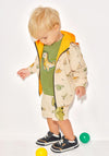 Mayoral Baby Boy Dino Printed Reversible Windbreaker, Beige and Orange