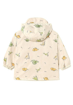 Mayoral Baby Boy Dino Printed Reversible Windbreaker, Beige and Orange