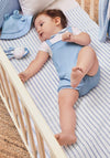 Mayoral Baby Boy Romper and Hat Set, Blue