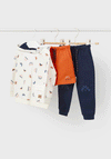 Mayoral Baby Boys 3-piece Pullover Tracksuit set, Pomelo