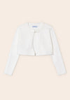 Mayoral Girl Cotton Long Sleeve Cardigan, Off White