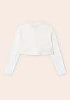 Mayoral Girl Cotton Long Sleeve Cardigan, Off White