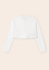 Mayoral Girl Cotton Long Sleeve Cardigan, Off White