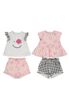 Mayoral Baby Girl 4 Piece Top and Short Set, Pink Multi