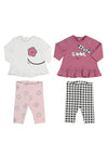 Mayoral Baby Girl 4 Piece Top and Legging Set, Pink Multi
