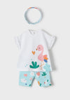 Mayoral Baby Girl Flamingo Top and Legging Set with Hairband, Blue Multi