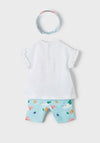 Mayoral Baby Girl Flamingo Top and Legging Set with Hairband, Blue Multi