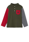 Mayoral Boy Combined Long Sleeve Polo Shirt, Forest Green
