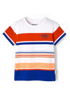 Mayoral Boy Stripe Short Sleeve T-shirt, Red Multi
