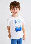 Mayoral Boys Sailing Dress Code T Shirt, White and Blue