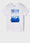 Mayoral Boys Sailing Dress Code T Shirt, White and Blue