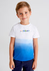 Mayoral Boy Ombre T-shirt, White and Blue