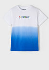 Mayoral Boy Ombre T-shirt, White and Blue