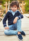 Mayoral Boy Tricot Hooded Jacket, Navy