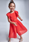 Mayoral Girls Pleated Chiffon Jumpsuit, Orange