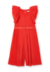 Mayoral Girls Pleated Chiffon Jumpsuit, Orange
