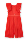 Mayoral Girls Pleated Chiffon Jumpsuit, Orange