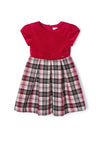 Mayoral Girl Velour Check Dress, Red