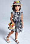 Mayoral Girls Gingham Print Dress, Black & White