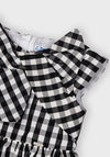 Mayoral Girls Gingham Print Dress, Black & White